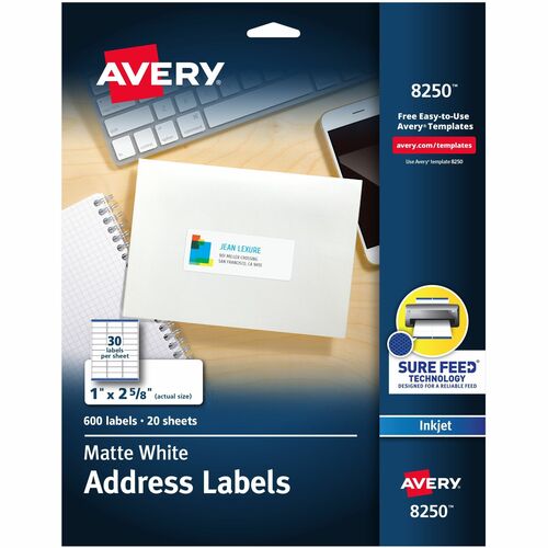 Avery Color Inkjet Labels,Matte,Rectangle,1-"x2-5/8",600/PK,WE