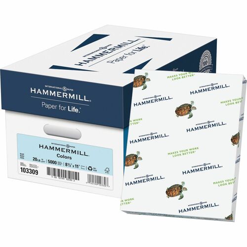 Hammermill Copy Paper, 20 lb, 8-1/2"x11", 500/RM, Blue-HAM103309