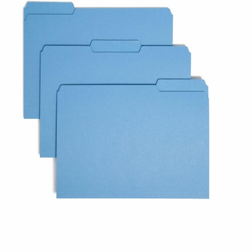 Smead Interior Folder, 1/3 Cut Tab, Letter, 100/BX, Blue