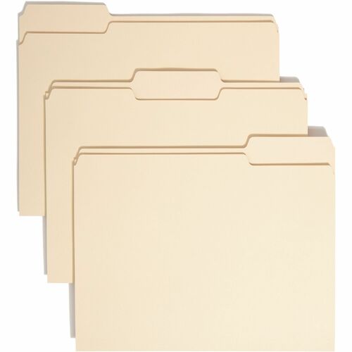 Smead File Folder,Letter,11 Pt,1-Ply,1/3 Cut Ast Tab,100/BX,Manila
