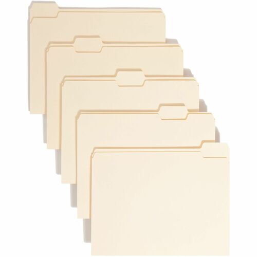 Smead File Folder, Letter, 1/5 Ast Tab Cut, 1 Ply, 100/BX, Manila
