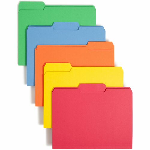 Smead File Folder,1/3 AST 1-Ply Tab,Letter,100/BX,BE/GN/OE/RD/YW