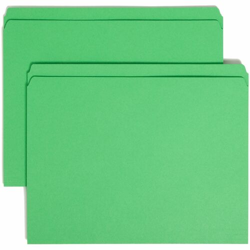 Smead File Folder, Straight Tab Cut, Letter, 100/BX, Green