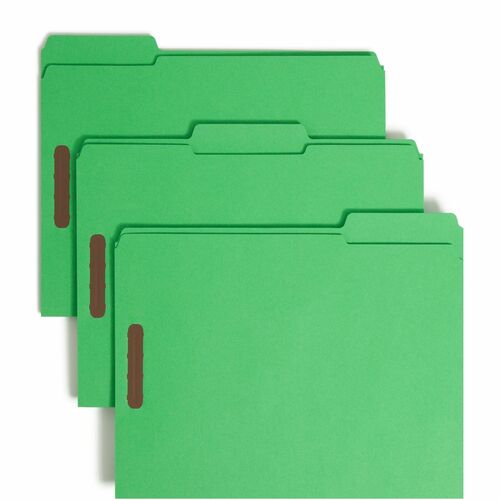 Smead Folders, 2 Fasteners, 1/3 AST Tab Cut, Letter, 50/BX, Green