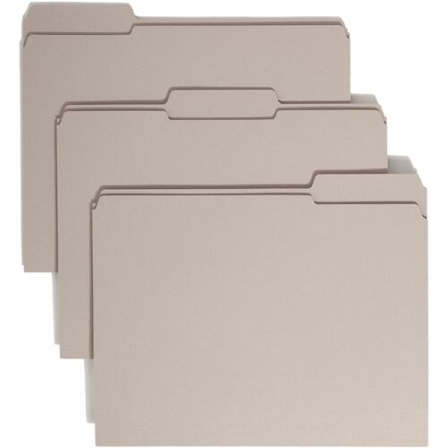 Smead File Folder,1/3 AST 2-Ply Tab Cut,Letter,100/BX,Gray