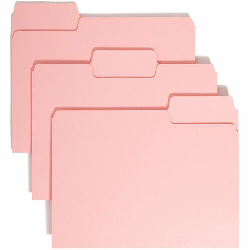 Smead File Folder,1/3 AST 1-Ply Tab,Letter,100/BX,Pink
