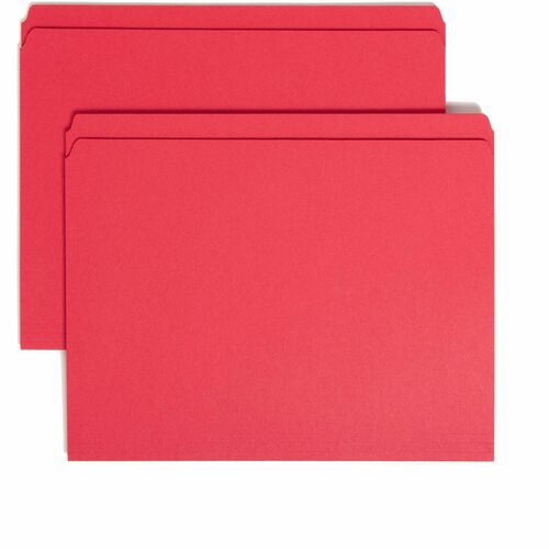 Smead File Folder, Straight Tab Cut, Letter, 100/BX, Red