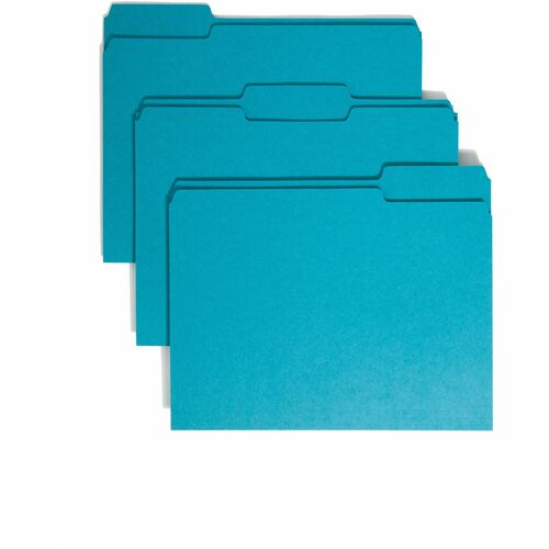 Smead File Folder,1/3 AST 1-Ply Tab,Letter,100/BX,Teal