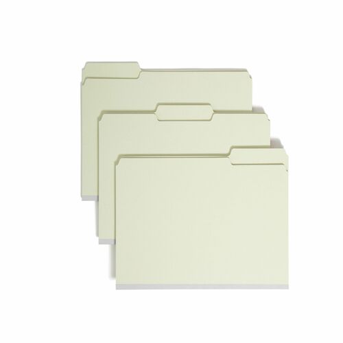 Smead Pressboard Folders,1/3 Tab Cut,1" Exp,Ltr,25/BX,Gray Green