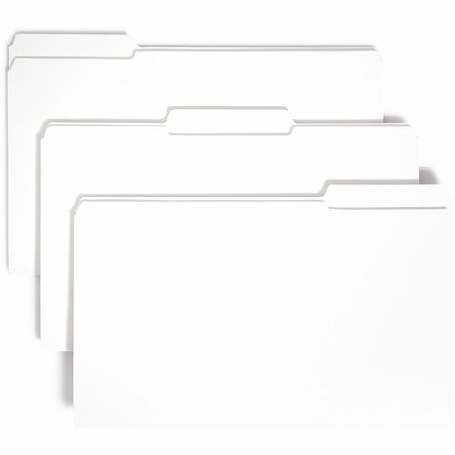 Smead File Folder,1/3 AST 2-Ply Tab Cut,Legal,100/BX,White