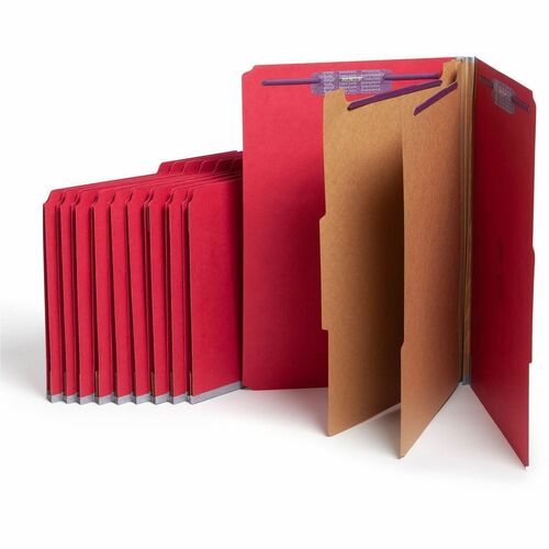 Smead Classification Folders, 2 Dividers, Legal, 10/BX, Red