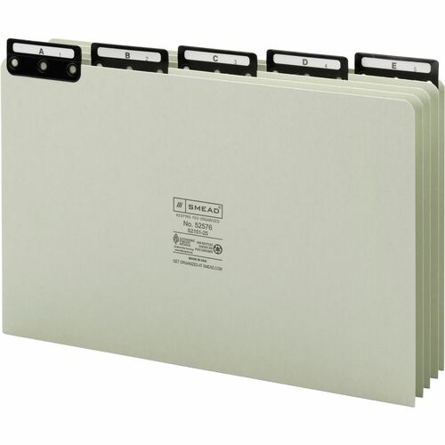 Smead Pressbrd File Guides, A-Z, 1/5 Metal Tab, Legal, GY/GN