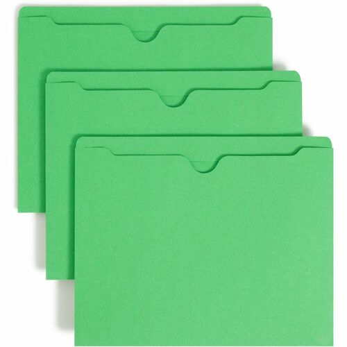 Smead File Jackets,Flat Exp.,Straight Cut,Letter,100/BX,Green