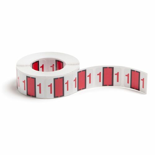 Smead Numeric Coded Labels, "1", 1-1/4"x1", 500/RL, Red