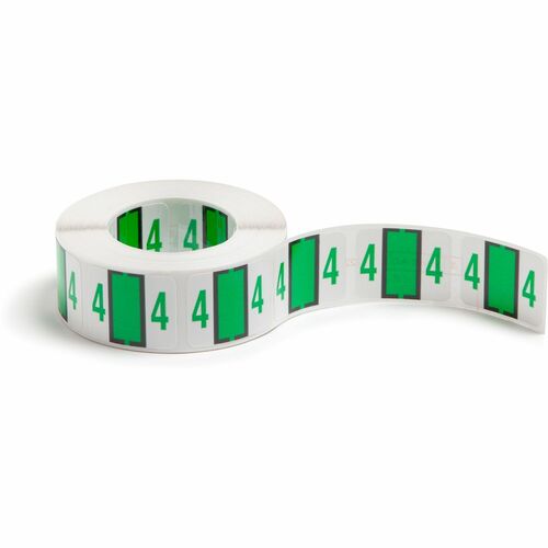 Smead Numeric Coded Labels, "4", 1-1/4"x1", 500/RL, Light Green