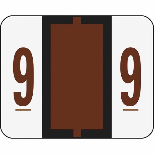 Smead Numeric Coded Labels, "9", 1-1/4"x1", 500/RL, Brown