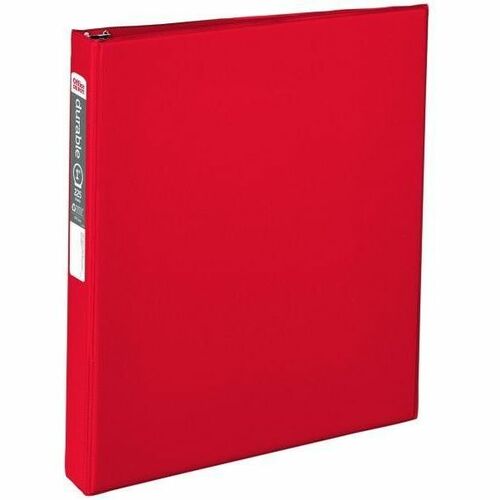 Avery Binder w/Label Holder, Slant Ring, 1" Cap, 8-1/2"x11", Red