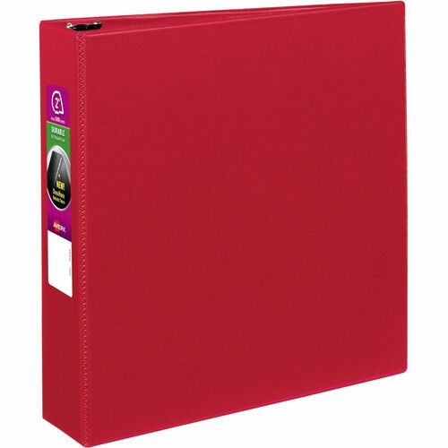 Avery Binder w/Label Holder, Slant Ring, 2" Cap, 8-1/2"x11", Red