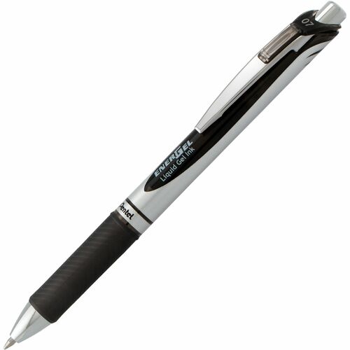 Pentel Gel Pen,Retractable,Metal Tip,.7mm,Black Barrel/Ink