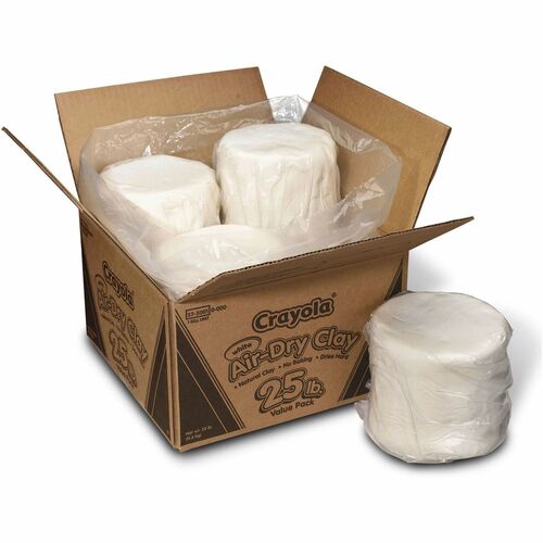 Crayola Clay, Soft, Air Dry, 25 lb, 4/BX, White