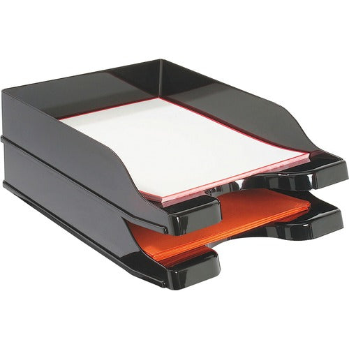 Deflecto Multi-Directional Stacking Tray,10"x13-3/4"x2-1/2",2/ST,BK