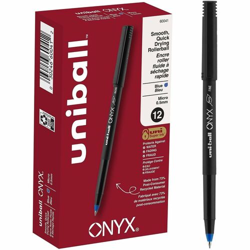 uni-ball Corporation Rollerball Pen,Nonrefillable,0.5mm,Blue Ink/BK Barrel