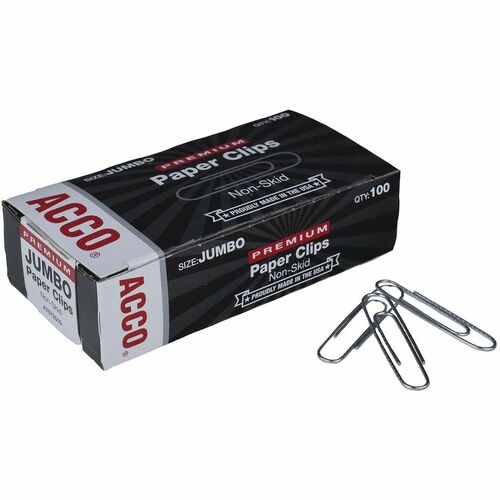 ACCO Gem Clips,Jumbo,Non-Skid,.045 Wire Gauge,100/BX,10BX/PK,SR