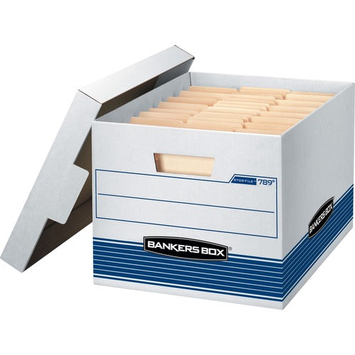 Fellowes Quick/Stor Box, Ltr/Lgl, 12"x15"x10", 12/CT, White/Blue-FEL00789