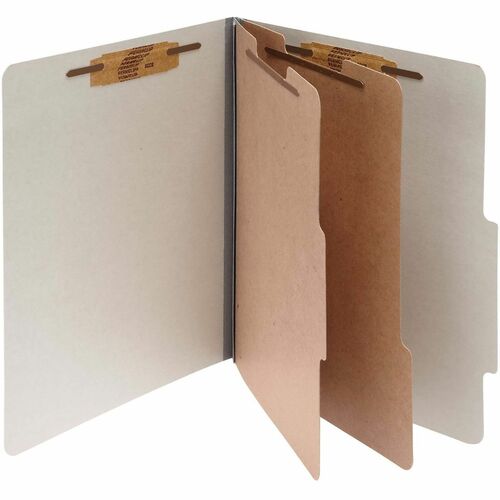 ACCO Classification Folders,3" Exp,2 Div,Ltr,10/BX,Mist Gray
