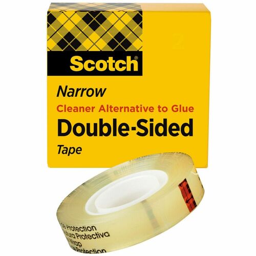 3M Double-sided Tape, 3"Core, 1/2"x1296", Clear