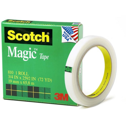 3M Magic Tape, 3" Core, 3/4"x2592", 1 Roll, Transparent