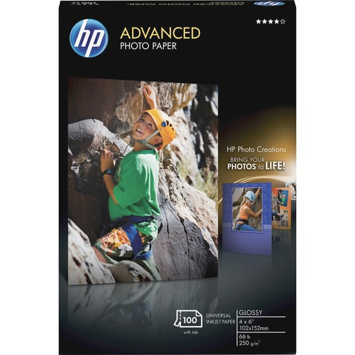 Hewlett-Packard Photo Paper,Borderless,Glossy,10.5 mil, 4"x 6",100Sh/PK,WE-HEWQ6638A