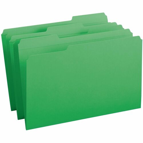 Smead File Folder,1/3 AST 2-Ply Tab Cut,Legal,100/BX,Green