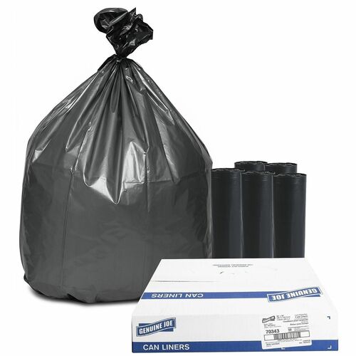 Genuine Joe Can Liners f/Trash, 55-60Gal, 1.55mil, 39"x56", 50/CT, Gray-GJO70343