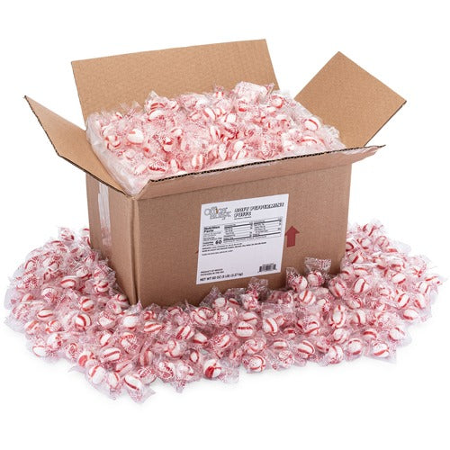 Office Snax Candy, Peppermint Puffs, 5 lb, Red/White