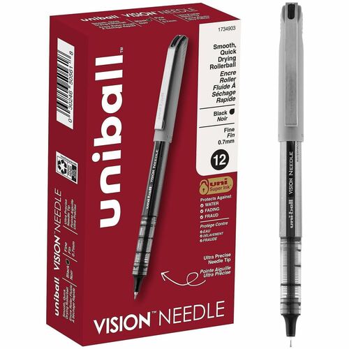 uni-ball Corporation Rollerball Pen,Soft Grip,Needle Tip,0.7mm,Black Ink