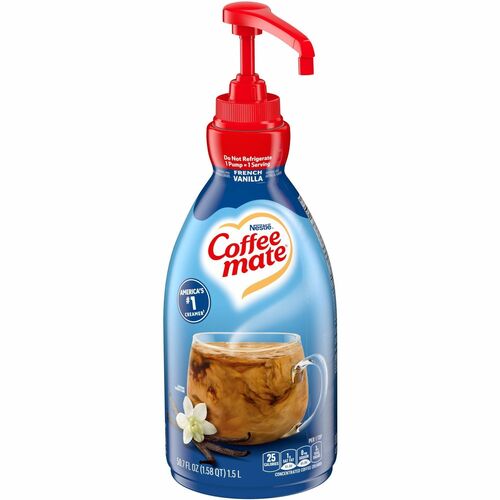 Nestle USA Creamer, Liquid, Pump Bottle, 1.5L, French Vanilla