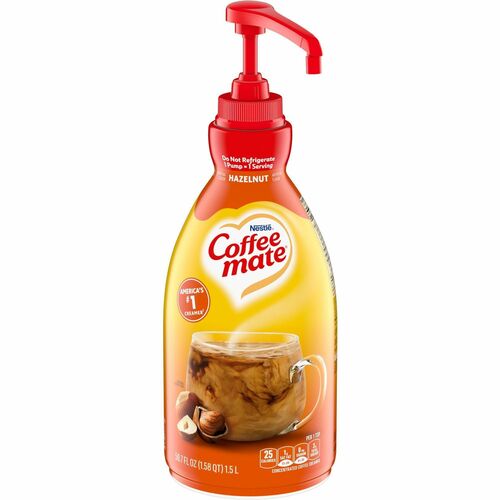 Nestle USA Creamer, Liquid, Pump Bottle, 1.5L, Hazelnut