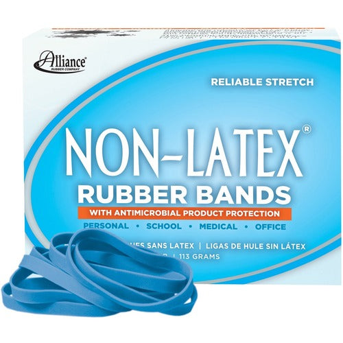 Alliance Rubber Company Antimicrobial Rubber Bands,1/4lb,3-1/2"x1/4",95/BX,Cyan Blue