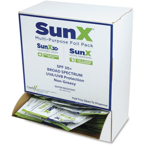 CoreTex Products Sunscreen Towelettes,Singles,Wall Dispenser,5"x8",50 Wipes