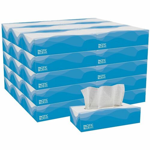 Georgia-Pacific Facial Tissue, Flat Box, 2 Ply, 100 SH/BX, 30BX/CT, White-GPC48100CT