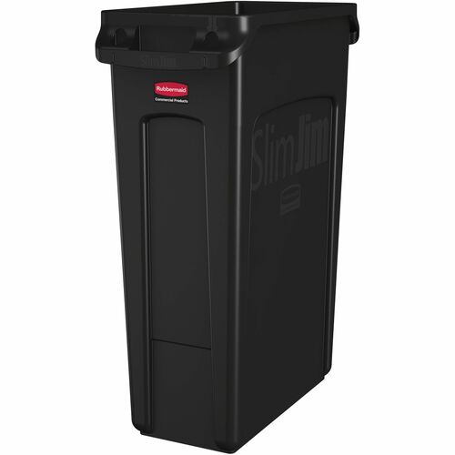 Rubbermaid Commercial Products Waste Container, Slim Jim, Vented, 23 Gal, 22"x11"x30", BK