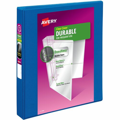 Avery View Binder, Slant Ring, DuraHinge,1" Cap.,Blue