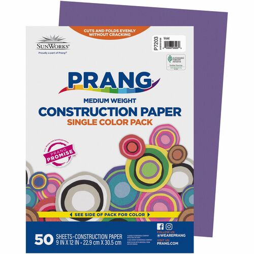 Pacon Construction Paper,Smooth Textured,9"x12",50/PK,Violet