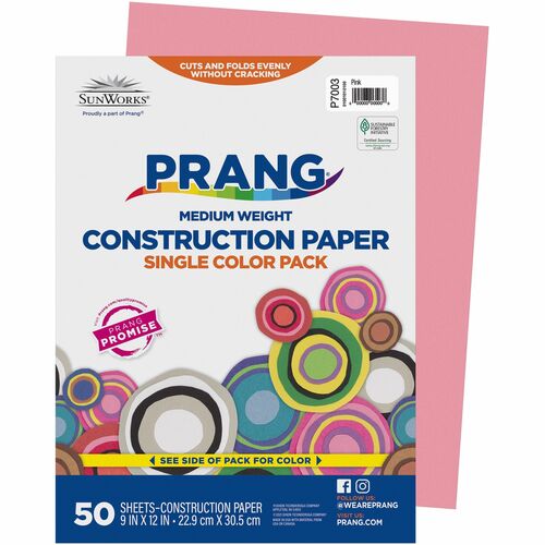 Pacon Construction Paper, 9"x12", 50/PK, Pink