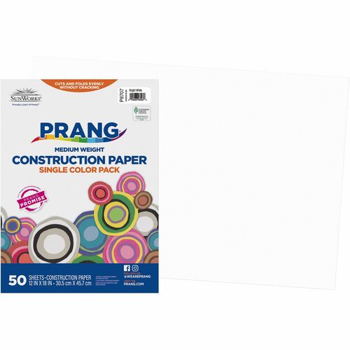 Pacon Construction Paper, Film Wrapped, 12"x18", 50Shts/PK, BWE