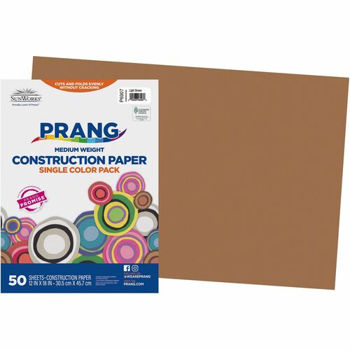 Pacon Construction Paper,Smooth Textured,12"x18",50/PK,Light Brown