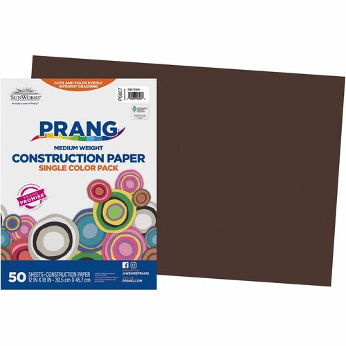 Pacon Construction Paper,Smooth Textured,12"x18",50/PK,Dark Brown