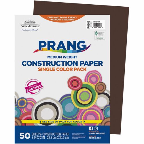 Pacon Construction Paper,Smooth Textured,9"x12",50/PK,Dark Brown