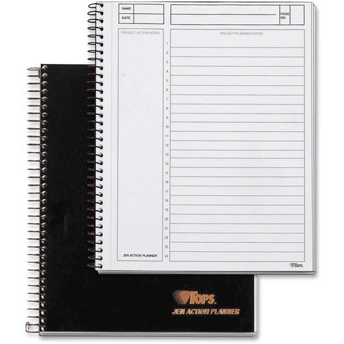 Tops Journal Notetaking Planner,Wirebound,Ruled,8-1/2"x6-3/4",BK